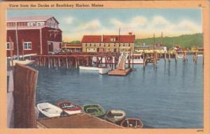 Maine Boothbay Harbor View From The Docks 1958