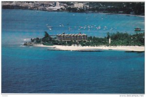 BARBADOS, 1950-1960's; Aerial View Of Barbados Hilton Hotel, Boats In Background