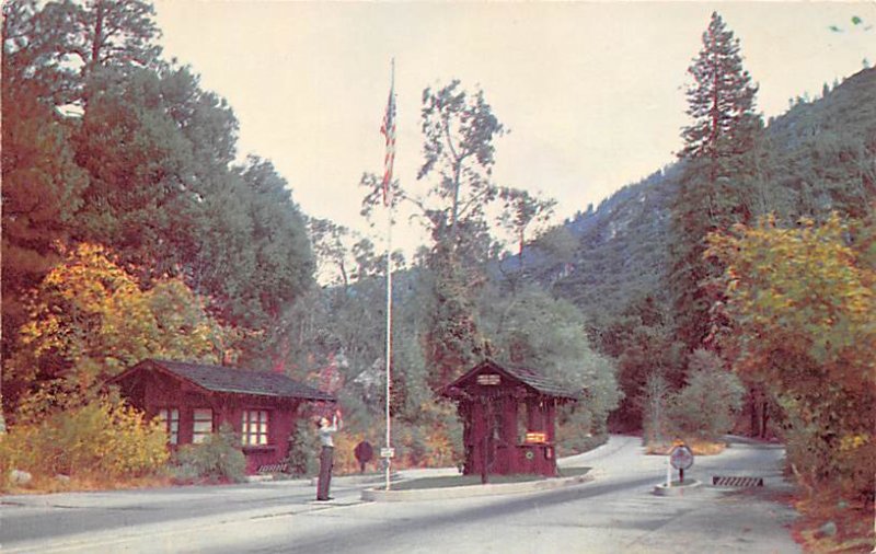 Gate and Ranger Station on Highway 140 Yosemite National Park CA