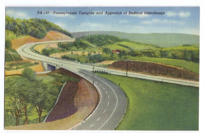 PA Turnpike Bedford Interchange Linen 1948 Curteich