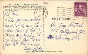 USS THOMAS EDISON Polaris Missile Firing Submarine c1950-60s Vintage Postcard
