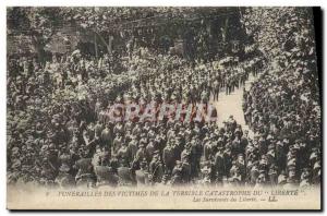 Old Postcard Death Funerals of victims of disaster Liberte Liberte Survivors