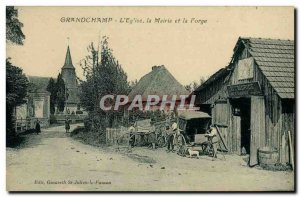 Old Postcard Grandchamp The Church City Hall and the Forge