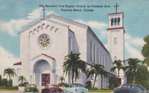 Florida Daytona Beach The Beautiful First Baptist Church On Palmetto Avenue 1957