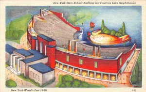 NY State Building Fountain Lake Amphitheater New York World's Fair 1939 ...