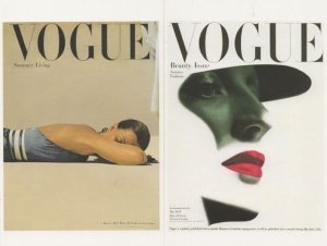 Vogue 1945 WW2 & 1947 Fashion 2x Cover Lipstick Magazine Postcard s