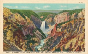 USA Grand Canyon Artist Point Yellowstone National Park Linen Postcard 07.63