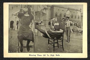 BLOWING THEM OFF TO HIGH BALLS COMIC ALCOHOL DRINKING MUSIC SEMI-PHOTO POSTCARD