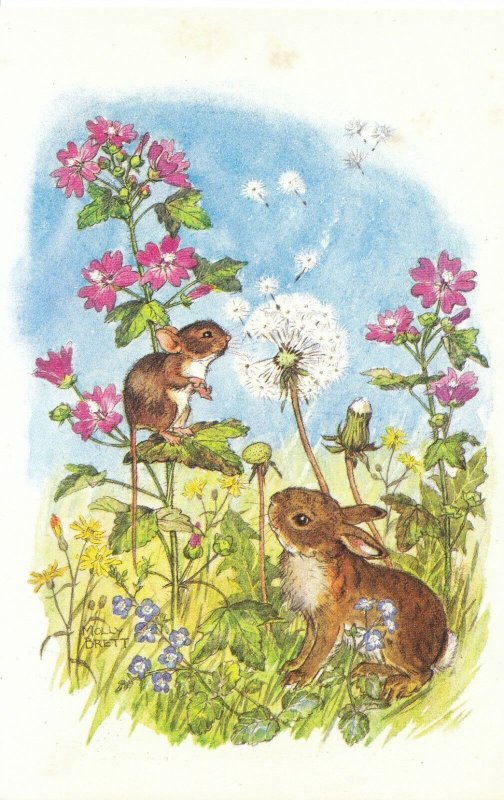 Animals Postcard - Rabbit and Field Mouse - What's The Time - Ref ZZ4249