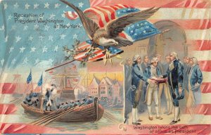 WASHINGTON AT NEW YORK INAUGURATION EMBOSSED TUCK'S PATRIOTIC POSTCARD 1909 128