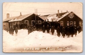 J97/ Camp Custer Michigan RPPC Postcard c1910 YMCA 340th Infantry 398