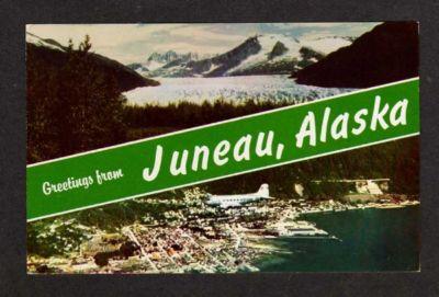 AK Greetings from JUNEAU ALASKA Postcard Plane