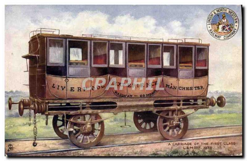 Postcard Old Wagon Train Experience Liverpoool Manchester A carriage 1st class