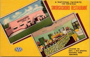 Linen Postcard Smorgasbord Restaurant Hwy 7 Hot Springs National Park Arkansas