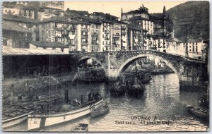 VINTAGE POSTCARD SAILING THE CANAL IN ONDERROA SPAIN c. 1910