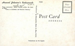 1950s Columbus Ohio Howard's Johnson's Restaurant multi View Postcard 25-6381