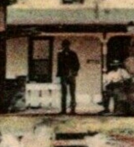 Buckeye Lake OH~Pier & Rowboat Dock~Hotel Glass~Tall Shadowy Figure w/Pipe 1910 