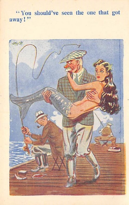 Mermaid, Fishing Comic, Published Garland, Rudolf & Co LTD Unused 