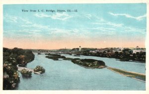 Vintage Postcard View From I.C. Bridge Rock River Dixon Illinois E.C. Kropp Co.