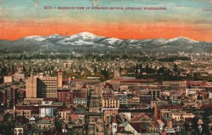 USA Birds Eye View Of Business Section Spokane Washington Vintage Postcard 08.99