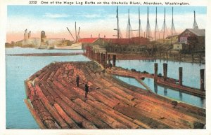Log Rafts Chehalis River, Aberdeen, Washington Postcard 2T5-173