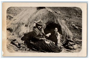 c1960's Tribal People Tent Hut Peru Unposted Vintage RPPC Photo Postcard