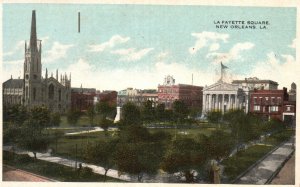 Vintage Postcard 1920's La Fayette Square Public Park New Orleans Louisiana LA