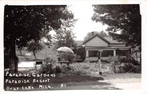 D39/ Bear Lake Michigan Mi Real Photo RPPC Postcard c40s Paradise Gardens Resort