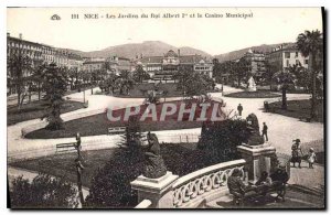 Postcard Old Nice Gardens King Alberts I and the Municipal Casino