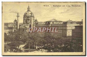 Old Postcard Wien Karlsplatz mit techn Hochschule