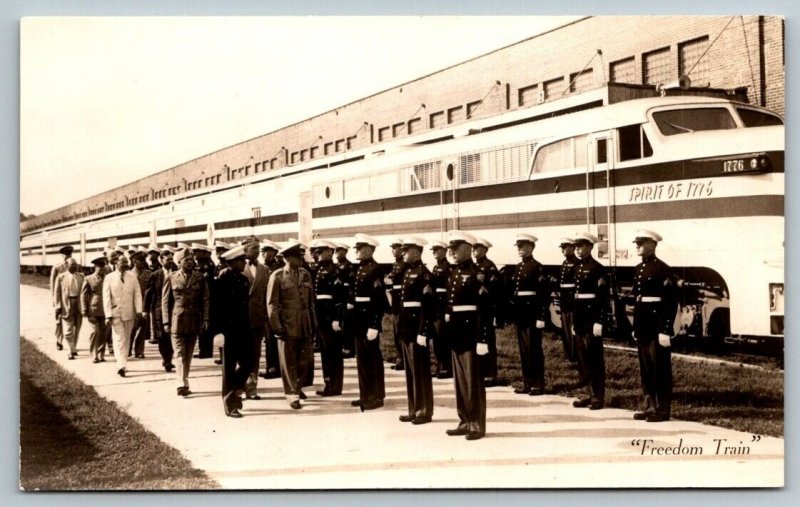 RPPC USMC Marines  Freedom Train Spirit of 1776  Real Photo Postcard