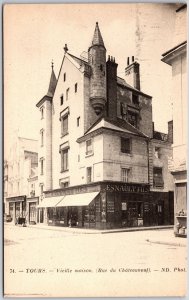 Tours-Vielle Maison Rue Du Chateauneuf Old House France Antique Postcard