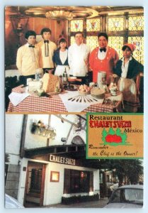 MEXICO CITY ~ Chef & Waiters RESTAURANT CHALET SUIZO Waitresses 3½x5 Postcard