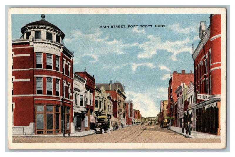 Postcard Main Street Fort Scott Kans. Kansas Vintage Standard View Card 