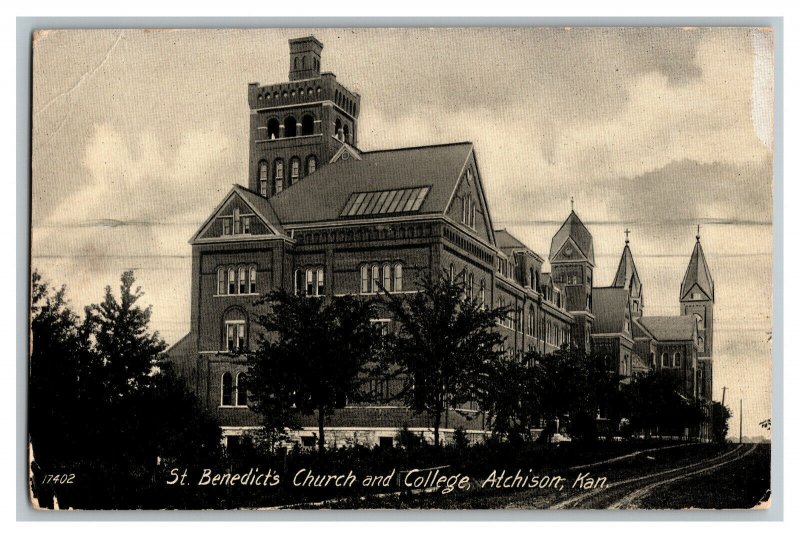 Postcard St. Benedict's Church College Atchison Kan. Kansas Standard View Card 