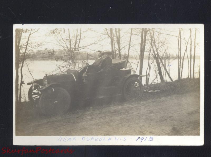 RPPC OSCEOLA WISCONSIN ANTIQUE AUTO CAR AUTOMOBILE REAL PHOTO POSTCARD