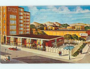 Unused Pre-1980 OLD CARS & UTICA MOTEL Utica New York NY s4455@