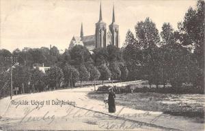 Roskilde Denmark Cathedral Street View Antique Postcard K23539