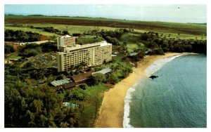 Aerial View Kalapaki Beach with half a mile sand in front Kauai Hawaii Postcard