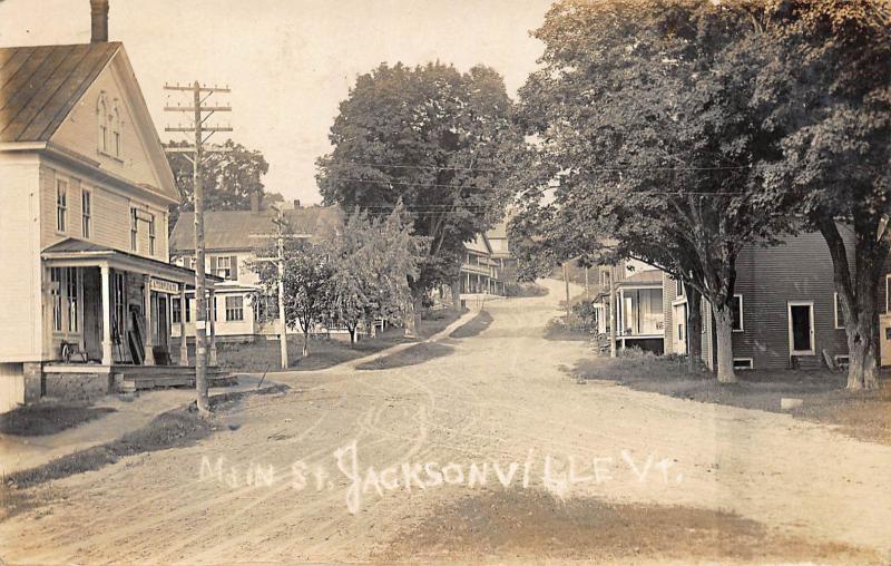 Jacksonville VT Main Street E. A. Temple & Co. Store Dirt Street RPPC