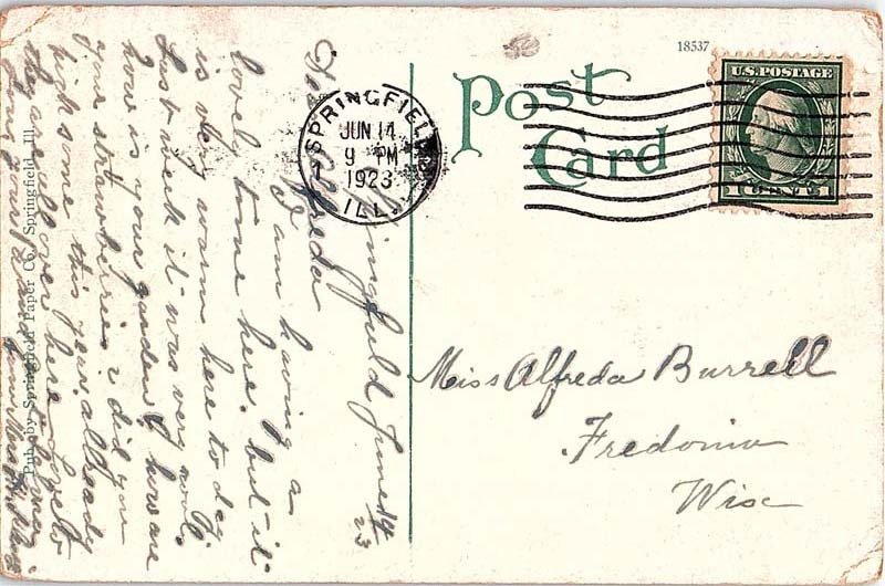 Postcard BRIDGE SCENE Springfield Illinois IL AJ2232