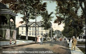 BOOTHBAY HARBOR ME Townsend Ave and Knights of Pythias Halls Postcard 