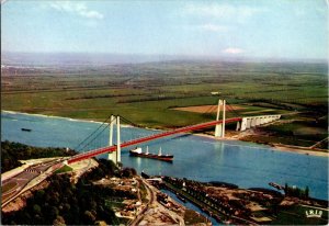 Le Pont de Tancarville Normandie France Vintage 1990s Postcard le Seine