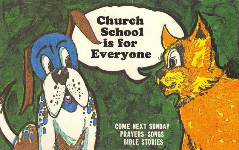 Church School is for Everyone Sunday School Comic Dog c1950s Vintage Postcard 