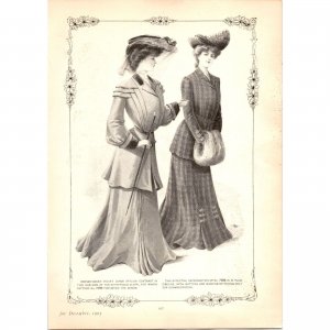 1903 Edwardian Era Ladies Fashion Original Vintage Paper Print