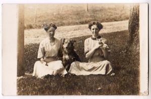 RPPC,  Tow Women and a Dog