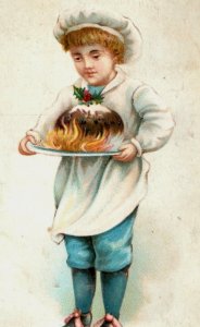 1870s-80s Victorian Trade Cards Children Christmas Pudding & Cake Lot Of 2 F196