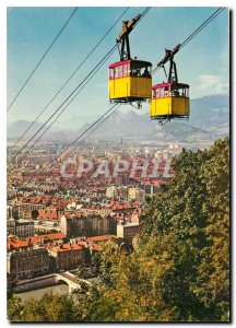 Postcard Modern Natural colors in Grenoble Alpes Telepherique Bastille Crossi...