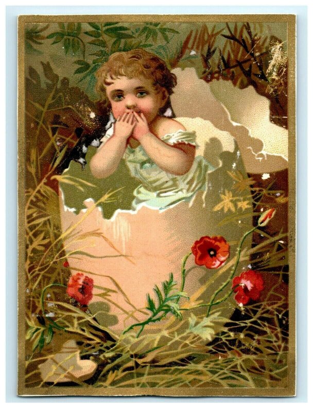 1880s-90s Victorian Easter Cards Adorable Babies Inside Giant Eggs Lot Of 4 *D