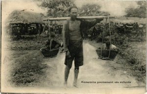 CPA AK INDOCHINA Annamite promenant ses enfants VIETNAM (959312)